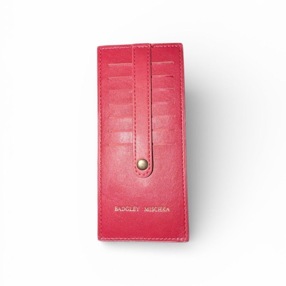 Badgley Mischka Fuchsia Leather Card Wallet